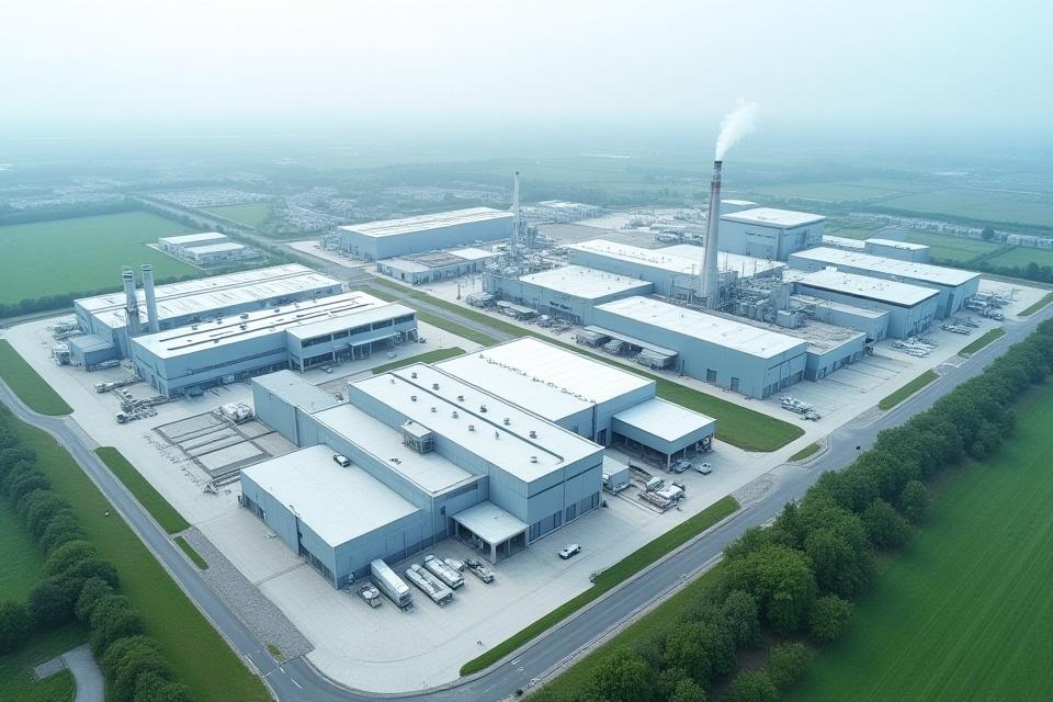 Moderne Fabrikanlage von oben